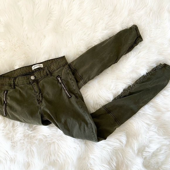 Zara  woman lyocel blend army green skinny pants - Picture 5 of 10